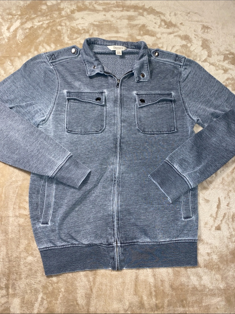 Decree Men's Washed Grey Zip-Up Military Pocket Bomber